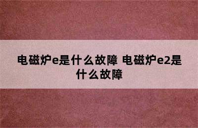 电磁炉e是什么故障 电磁炉e2是什么故障